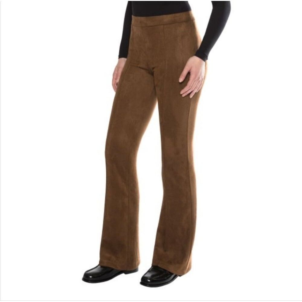 Matty M Women's XXL High Rise Bootcut Faux Suede Stretch Pants Spice Brown NWT